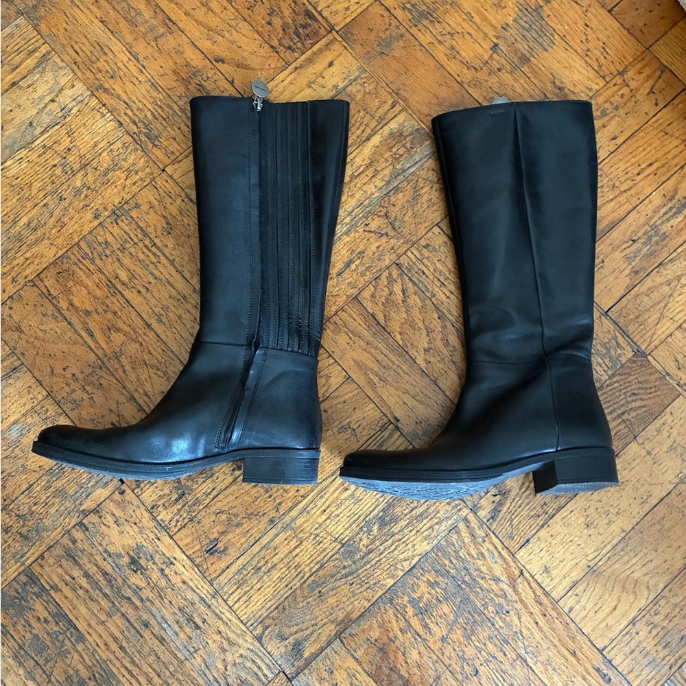 Geox Black Leather Heeled Boots